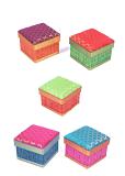 Handmade Kora Grass Square Box 4x4 With Brocade Lid 